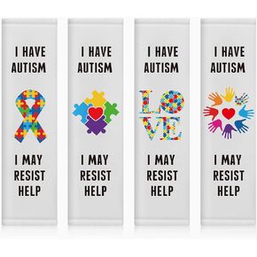 4 Pack Autism Belt Cover Non Verbal Autism Awareness Car Seat Covers Puzzle Sign and Awareness Designs for Child in Vehicle Car Truck Van SUV Compatible with All Cars