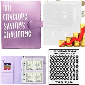 100 Day Envelope Challenge Binder,Easy and Fun Way to Save $5,050,Budget Binder Savings Challenge Book Binder with Cash Envelopes,Budget Planner Book for Office,Home,School (Pink) in Kuwait
