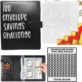 100 Day Envelope Challenge Binder,Easy and Fun Way to Save $5,050,Budget Binder Savings Challenge Book Binder with Cash Envelopes,Budget Planner Book for Office,Home,School (Pink)