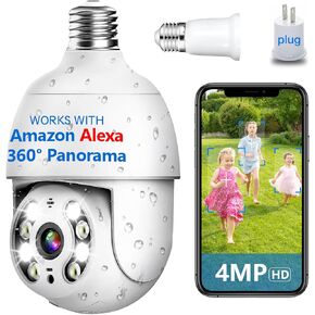 4MP Keilini Light Bulb Security Camera Outdoor Wireless Wifi Waterproof,Light Socket Security Camera 360,Home Wireless Security Cameras Audible Alarm in Saudi Arabia