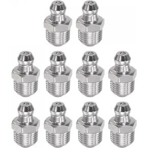 uxcell 304 Stainless Steel Straight Grease Fitting 1/8-27inch Thread Hydraulic Grease Fitting Accessories, 10Pcs
