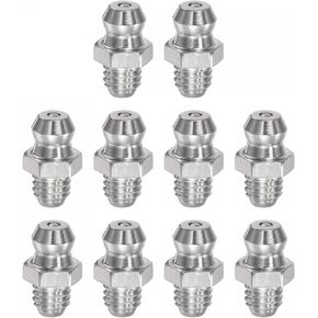 uxcell 201 Stainless Steel Straight Grease Fitting M6 x 1mm Thread Hydraulic Grease Fitting Accessories, 10Pcs