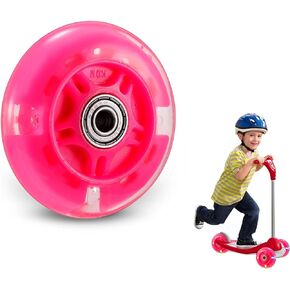 Scooter Replacement Wheels, LED Flash Wheel 80MM, Mini Maxi Micro Scooter Skate Wheels Flashing Roller Lights Back Rear ABEC-7 80MM for Kids & Teens Indoor Outdoor Skating (1pc)