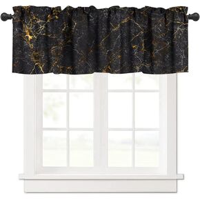 Marble Kitchen Window Valances Marble Golden Texture Valance for Window Watercolor Abstract Farmhouse Design Window Treatment Decor Rod Pocket Curtain Valance for Living Room Bedroom 54" W x 18" L