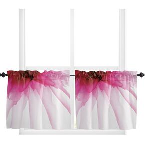 Custom Bed USA Floral Rod Pocket Window Treatments Drapes Set of 2, Noise Reducing Window Curtain Valance for Bedroom Nursery Living Room, 27.5x24inch Elegant Rose Pink Flowers Watercolor Theme