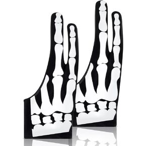 2 Pieces Skeleton Artist Glove for Drawing Tablet Glove for Graphics with 2 Finger Digital Tablet Drawing Glove Palm Rejection Glove for Pad Painting Writing, Right Hand, 2.76 x 7.28 Inches