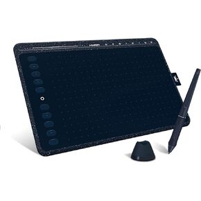 HUION HS611 Graphics Drawing Tablet Android Supported Pen Tablet Tilt Function Battery-Free Stylus 8192 Pen Pressure with 8 Multimedia Keys 10 Express Keys and Touch Strip(Starry Blue)
