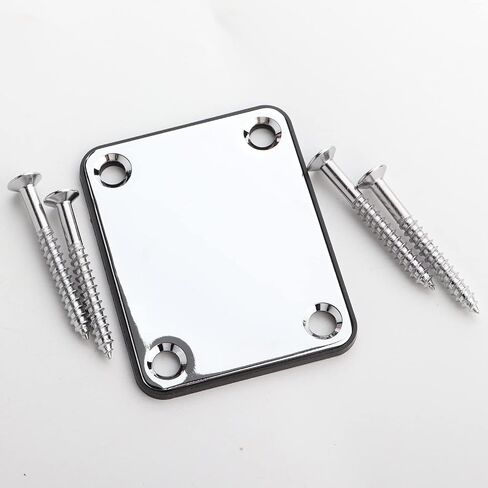 Electric Guitar Neck Plate with Screws for Replacement Electric Guitar Part for Strat Tele Guitar (Color Silver) in Saudi Arabia
