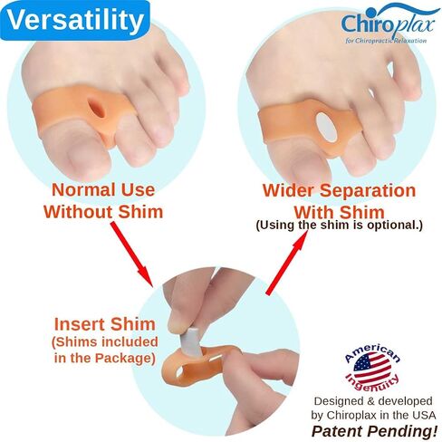 Chiroplax Bunion Corrector Pads Silicone Big Toe Separator Straightener Spacer for Women & Men Hallux Valgus Pain Relief Sleeve Cushion Splint Protector (4 Pads w/Shims - Medium) in Saudi Arabia
