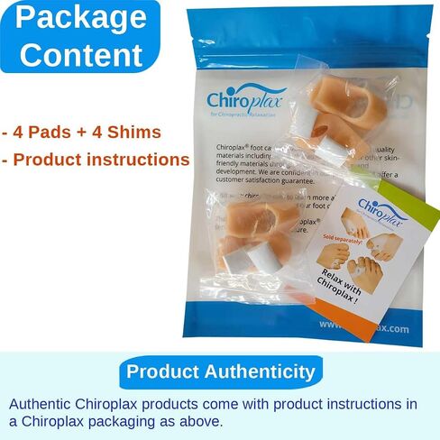 Chiroplax Bunion Corrector Pads Silicone Big Toe Separator Straightener Spacer for Women & Men Hallux Valgus Pain Relief Sleeve Cushion Splint Protector (4 Pads w/Shims - Medium) in Saudi Arabia