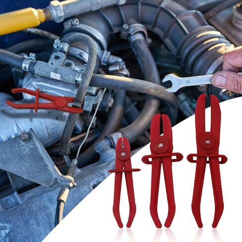 3PCS Hose Pinch Pliers, Plastic Fuel Flexible Line Clamps for Brake Hoses, Fuel Lines, Radiator Hoses, Coolant Hoses, Gas Hoses, Flexible Hoses, Automotive Accessories (Red) in Kuwait