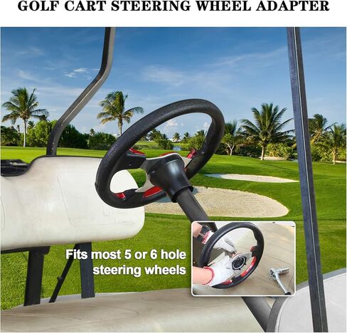 عجلة قيادة عربة الجولف مناسبة لـ EZGO RXV & TXT، Club Car DS، Club Car Precedent، Yamaha، معظم عربة الجولف (محول EZGO TXT&RXV - أسود) in Saudi Arabia