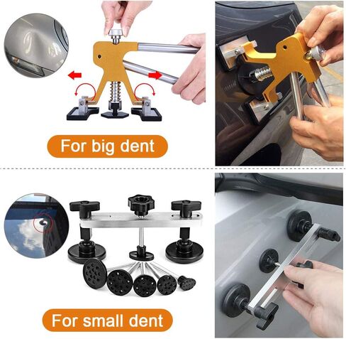 مجموعة أدوات سحب دنت السيارة - 49 قطعة طقم إصلاح دنت بدون طلاء، طقم إصلاح دنت مع رافع ذهبي قابل للتعديل وساحب دنت الجسر لإزالة دنت السيارة in Kuwait