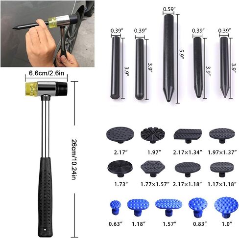 مجموعة أدوات سحب دنت السيارة - 49 قطعة طقم إصلاح دنت بدون طلاء، طقم إصلاح دنت مع رافع ذهبي قابل للتعديل وساحب دنت الجسر لإزالة دنت السيارة in Kuwait