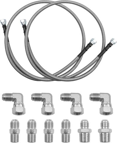 52 Inch Transmission Cooler Hose Fitting Fits for Chevy Ford Mopar GM GMC Buick Cadillac Cars and Trucks, Stainless Steel Braided Lines Replace TH350 700R4 TH400 in Saudi Arabia