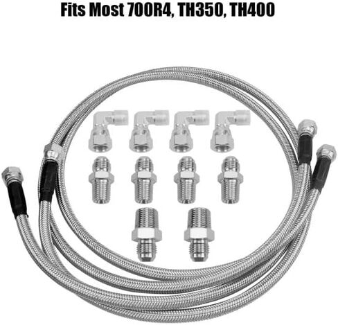52 Inch Transmission Cooler Hose Fitting Fits for Chevy Ford Mopar GM GMC Buick Cadillac Cars and Trucks, Stainless Steel Braided Lines Replace TH350 700R4 TH400 in Saudi Arabia