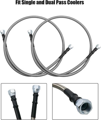 52 Inch Transmission Cooler Hose Fitting Fits for Chevy Ford Mopar GM GMC Buick Cadillac Cars and Trucks, Stainless Steel Braided Lines Replace TH350 700R4 TH400 in Saudi Arabia
