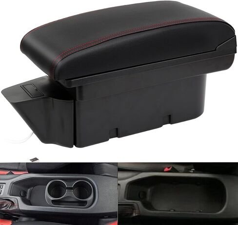 Consoles Armrest For TOYOTA 86 GT86 / Subaru Brz Center Dual Storage Box for Scion FR-S 2012-2020 (Red Stitches) in Saudi Arabia