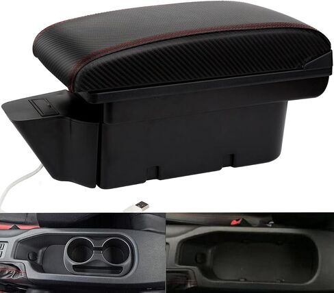 Consoles Armrest For TOYOTA 86 GT86 / Subaru Brz Center Dual Storage Box for Scion FR-S 2012-2020 (Red Stitches) in Saudi Arabia