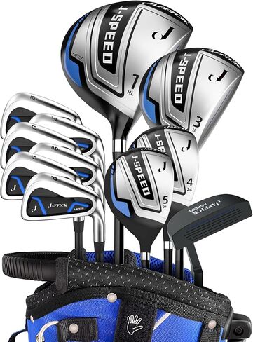 𝘾𝙤𝙢𝙥𝙡𝙚𝙩𝙚 𝙂𝙤𝙡𝙛 𝘾𝙡𝙪𝙗𝙨 𝙎𝙚𝙩 𝙛𝙤𝙧 𝙈𝙚𝙣 𝙍𝙞𝙜 سائق جولف 12 قطعة، خشب الممر، هجين، مكاوي، مضرب إسفين مع حقيبة حامل جولف in Kuwait