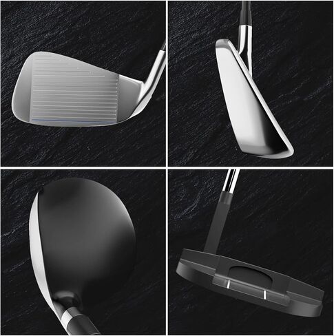 𝘾𝙤𝙢𝙥𝙡𝙚𝙩𝙚 𝙂𝙤𝙡𝙛 𝘾𝙡𝙪𝙗𝙨 𝙎𝙚𝙩 𝙛𝙤𝙧 𝙈𝙚𝙣 𝙍𝙞𝙜 سائق جولف 12 قطعة، خشب الممر، هجين، مكاوي، مضرب إسفين مع حقيبة حامل جولف in Kuwait