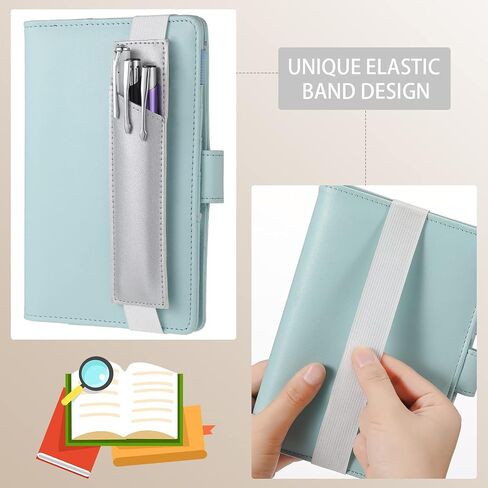 4 Pieces Adjustable Pen Holder for Notebook Elastic Strap Band PU Leather Pen Sleeve Pouch for Hardcover Journals for Gift, 8-1.5 Inch(Khaki, Gray, Brown, Navy) in Saudi Arabia