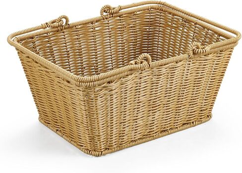 سلة دراجة، سلة دراجة منسوجة من الخوص مع غطاء مقاوم للمطر، سلة دراجة منسوجة يدويًا مع دعامة معدنية مدمجة، سلال نزهة من الخوص بمقبض، سلة دراجة بمقبض أمامي من الخوص قابلة للفصل in Kuwait