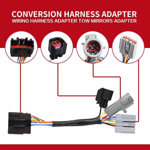 GWNOWZZET 2 Pcs Tow Mirrors Adapter for Ford F250 F350 F450 F550 Super Duty Truck 1999-2007 Mirrors Conversion Harness Wiring Connector in Kuwait