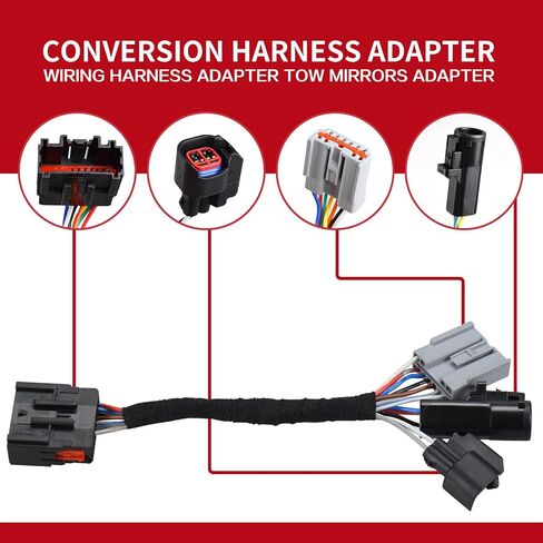 GWNOWZZET 2 Pcs Tow Mirrors Adapter for Ford F250 F350 F450 F550 Super Duty Truck 1999-2007 Mirrors Conversion Harness Wiring Connector in Kuwait