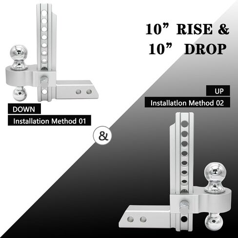Adjustable Trailer Hitch with Dual Tow Balls (2''X2-5/16'') - Aluminum Alloy Antirust 6" Drop Hitch Fits 2-Inch Receiver, 12500 LBS GTW, Replace Tri Balls with a More Efficient Towing System in Saudi Arabia
