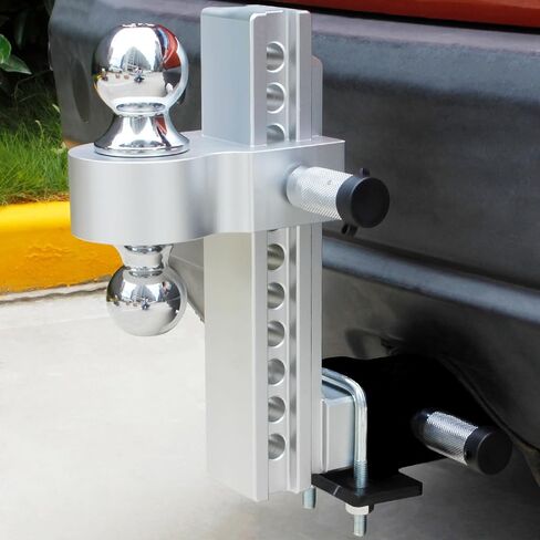 Adjustable Trailer Hitch with Dual Tow Balls (2''X2-5/16'') - Aluminum Alloy Antirust 6" Drop Hitch Fits 2-Inch Receiver, 12500 LBS GTW, Replace Tri Balls with a More Efficient Towing System in Saudi Arabia