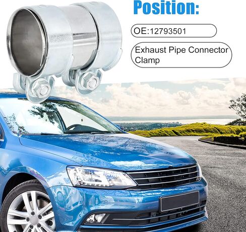 Exhaust Pipe Sleeve Connector Clamp Coupler 12793501 62 x 94 mm Exhaust Band Clamp Sleeve for Volkswagen Jetta 2005-2014 Stainless Steel Silver Tone in Saudi Arabia
