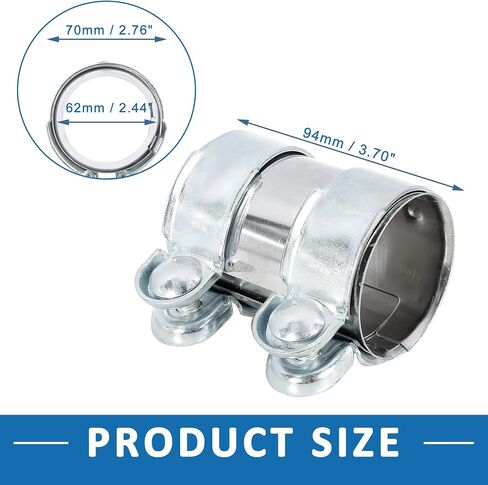Exhaust Pipe Sleeve Connector Clamp Coupler 12793501 62 x 94 mm Exhaust Band Clamp Sleeve for Volkswagen Jetta 2005-2014 Stainless Steel Silver Tone in Saudi Arabia