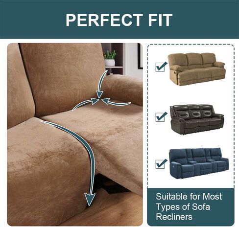 أغطية أريكة كرسي لـ 3 وسائد أريكة مخملية 8 قطع أغطية أريكة كرسي 3 مقاعد سميكة ناعمة قابلة للتمدد لأغطية الأرائك القابلة للغسل (أغطية أريكة مستلق رمادية داكنة) in Kuwait