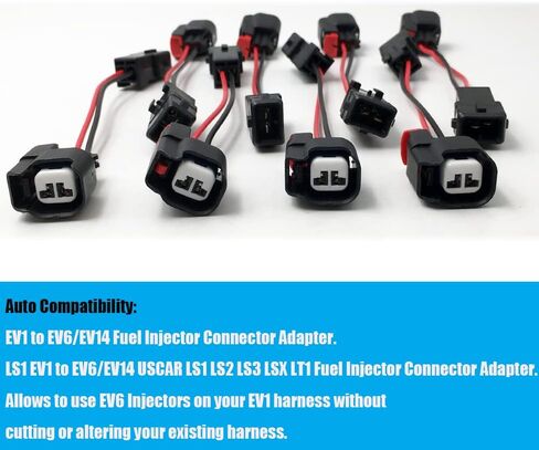 Huayicabpart 8 قطعة جديد حاقن الوقود موصل محول EV1 إلى EV6/EV14 USCAR LS1 LS2 LS3 LT1 تسخير ضفيرة in Saudi Arabia