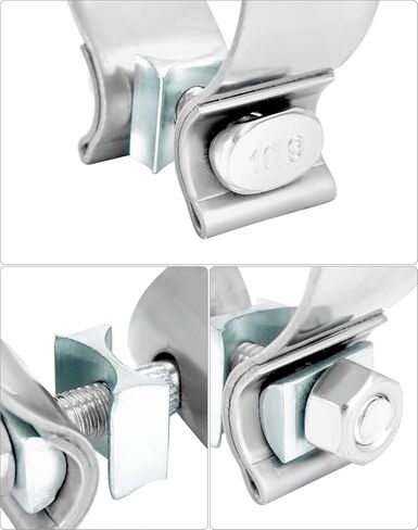 QWORK 2 Inch Exhaust Clamp, 2 Pack Narrow Band Exhaust Seal Clamp, Stainless Steel Band for Secure Connection in Saudi Arabia