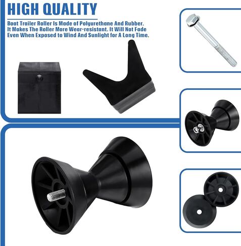 2 Pcs 3" Boat Trailer Roller Rubber Bow Set 3" Boat Trailer Roller Assembly with End Bells 1/2" Shaft, V Style Boat Trailer Bow Stop fits 3" Bracket with 1/2" Shaft in Saudi Arabia
