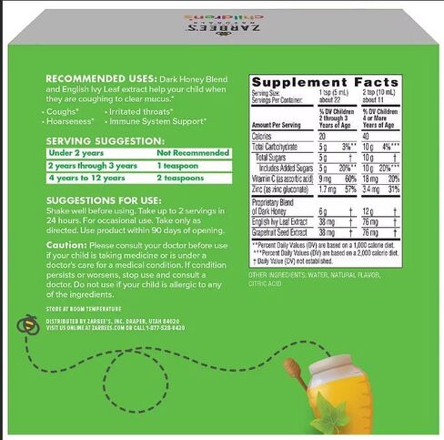 Zarbeee's Child Natural Cough Syrup + Honey Mucus Relief - 4 oz (3 Pack) in Saudi Arabia