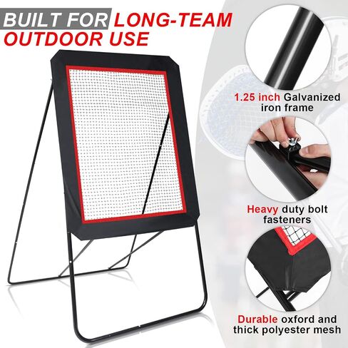 Woanger Lacrosse Rebound Targets 8 x 4 ft Large Lacrosse Bounce Back Net Ball Return Bounce Back Net Set Rebounder Bounceback Screen Pitchback Training Net for Professional and Training Supplies in Saudi Arabia