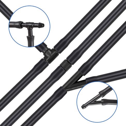 طقم خرطوم غسيل الزجاج الأمامي، خرطوم سائل غسيل 5 متر + 12 قطعة موصلات خرطوم + 2 فوهات مروحة + 2 حشيات مطاطية، توصيل مضخة مياه السيارة وفوهات فوهة غسيل الزجاج الأمامي (أسود) in Kuwait