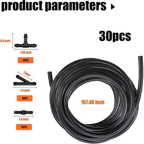 Windshield Washer Hose Kit, 4 Meter Washer Fluid Hose and 30 PCS Hose Connectors, Suitable for Most Car Windshield Fluid Tubing (Black) in Saudi Arabia