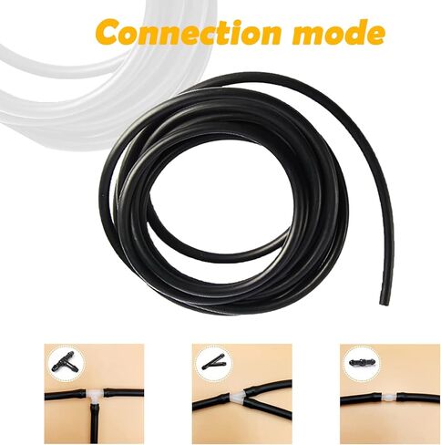 Windshield Washer Hose Kit, 4 Meter Length Hose with 12 Pcs Hose Connectors, Windshield Wiper Fluid Tube, Suitable for Most Car Windshield Washer Tubin (Black) in Kuwait