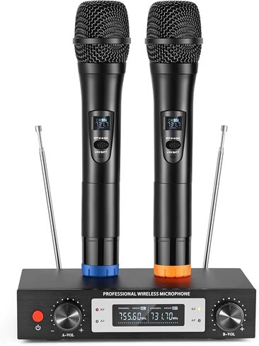 ALPOWL WXM Wireless Microphone, Dual Professional UHF Cordless Karaoke Microphone Set with Fixed Receiver for Home Karaoke, Meeting, Party, Church, DJ, Wedding, Home KTV Set,200ft in Saudi Arabia