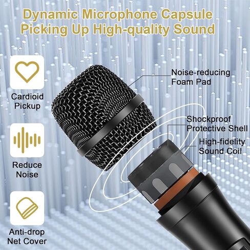 ALPOWL WXM Wireless Microphone, Dual Professional UHF Cordless Karaoke Microphone Set with Fixed Receiver for Home Karaoke, Meeting, Party, Church, DJ, Wedding, Home KTV Set,200ft in Saudi Arabia