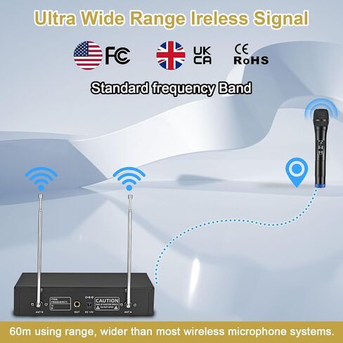 ALPOWL WXM Wireless Microphone, Dual Professional UHF Cordless Karaoke Microphone Set with Fixed Receiver for Home Karaoke, Meeting, Party, Church, DJ, Wedding, Home KTV Set,200ft in Saudi Arabia
