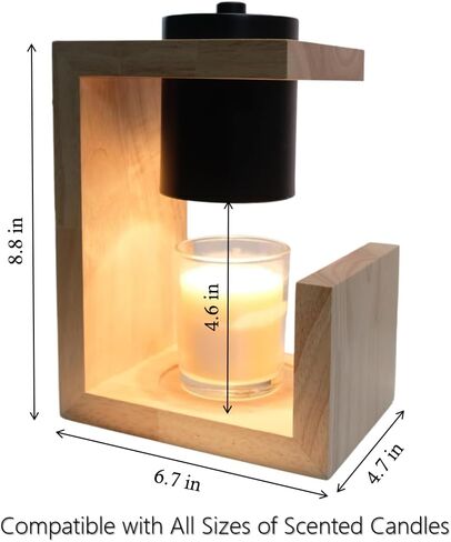 Candle Warmer Lamp, Candle Melter, Candle Heater, with Timer, for Scented Jar Candles, Dimmable Light, Japanese Style, All Wood Design, Cozy Bedroom Décor, Home Decor in Saudi Arabia