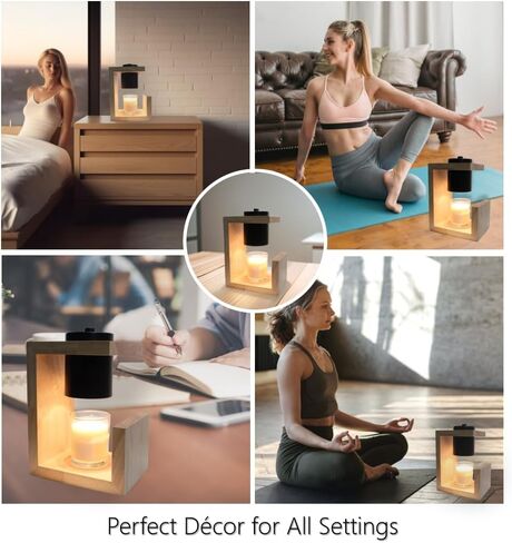 Candle Warmer Lamp, Candle Melter, Candle Heater, with Timer, for Scented Jar Candles, Dimmable Light, Japanese Style, All Wood Design, Cozy Bedroom Décor, Home Decor in Saudi Arabia