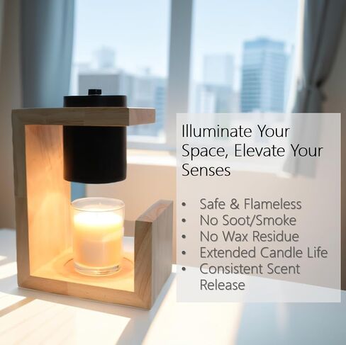 Candle Warmer Lamp, Candle Melter, Candle Heater, with Timer, for Scented Jar Candles, Dimmable Light, Japanese Style, All Wood Design, Cozy Bedroom Décor, Home Decor in Saudi Arabia