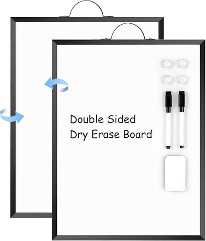 ARCOBIS لوح أبيض صغير للمسح الجاف للجدار، 12 بوصة × 16 بوصة سبورة بيضاء مغناطيسية محمولة على الوجهين، لوحة مسح جافة صغيرة معلقة للقيام بالقائمة، الرسم، المكتب المنزلي، المطبخ، المدرسة in Kuwait