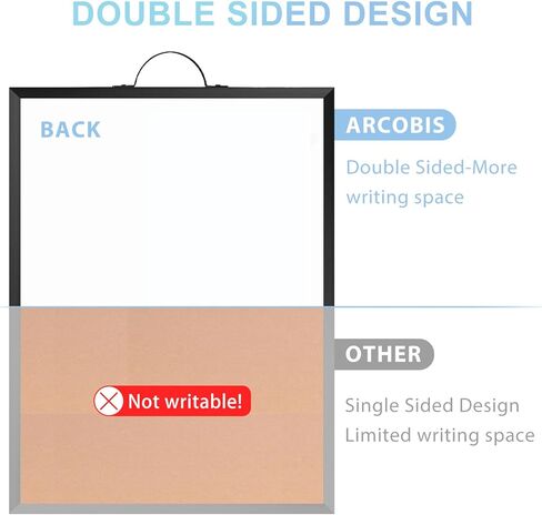 ARCOBIS لوح أبيض صغير للمسح الجاف للجدار، 12 بوصة × 16 بوصة سبورة بيضاء مغناطيسية محمولة على الوجهين، لوحة مسح جافة صغيرة معلقة للقيام بالقائمة، الرسم، المكتب المنزلي، المطبخ، المدرسة in Kuwait